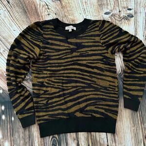 Philosophy Womens Pullover Sweater Size M Tiger Striped Animal Print Long Sleeve